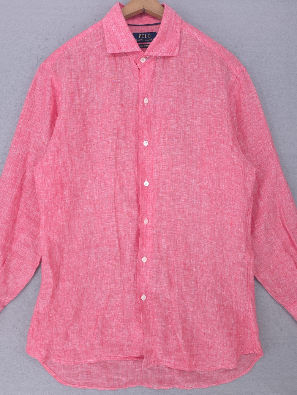 Polo by Ralph Lauren Red Pink Linen Chambray Button-Down Shirt